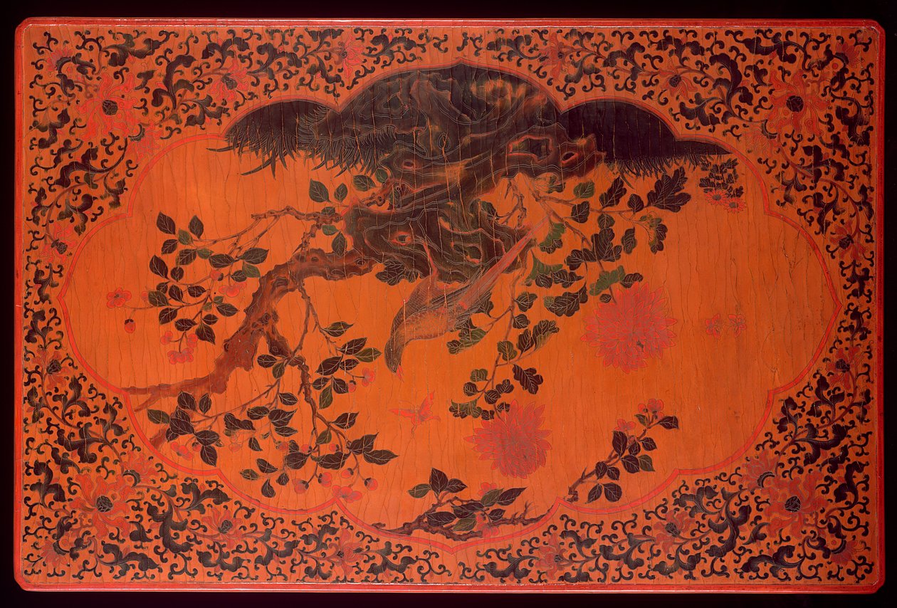 टेबल टॉप, कांग्सी अवधि (1662-1722) (लकडी की लकड़ी और गांजा कपड़ा) (272135 भी देखें) द्वारा किंग राजवंश चीनी स्कूल