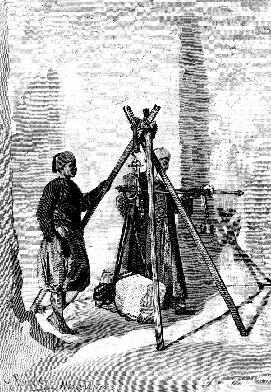 स्टोन, मिस्र के ब्लॉक का वजन, 1880 द्वारा आर। ब्रांडमौर