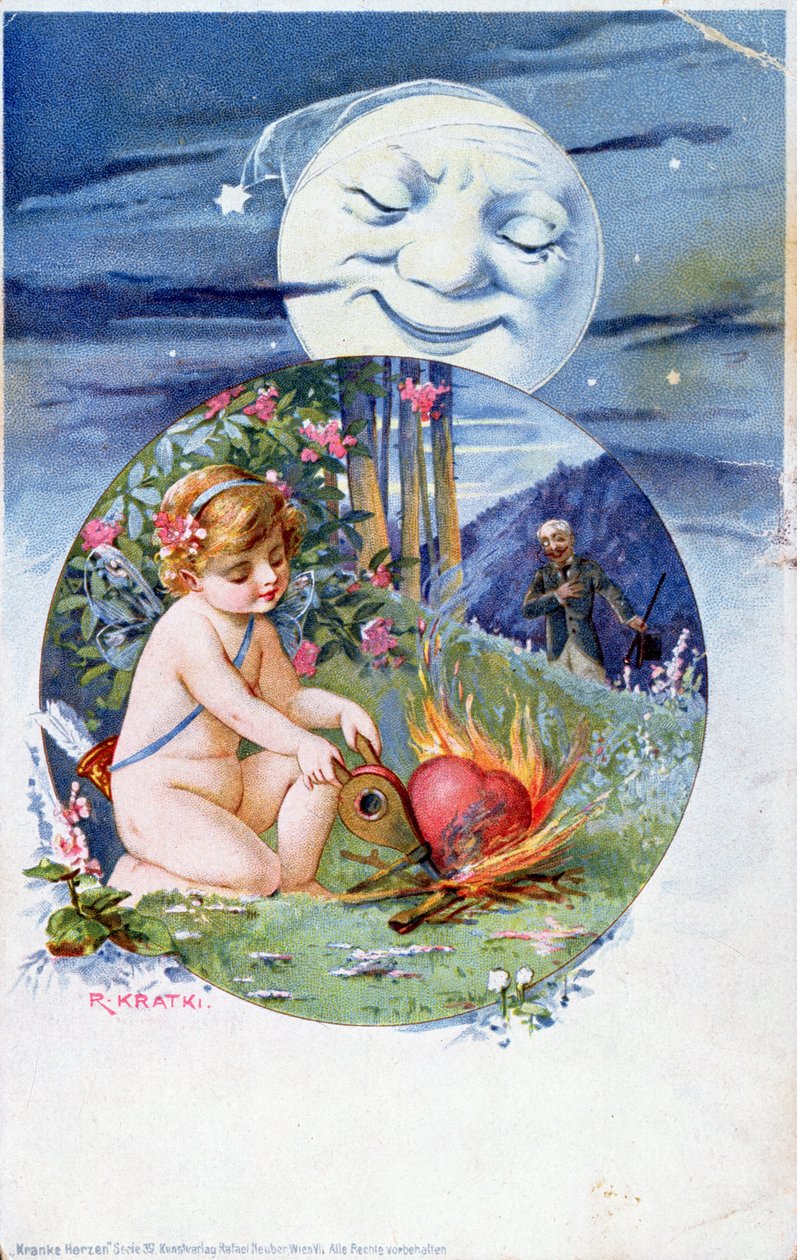 सेट से पोस्टकार्ड Ill Hearts, c। 1900 (रंग उत्कीर्णन) द्वारा आर। कृतकी