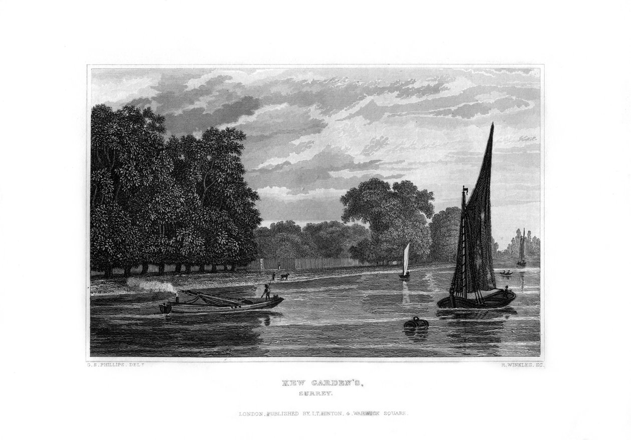 केव गार्डन, लंदन, 1829। द्वारा आर। विंकल्स