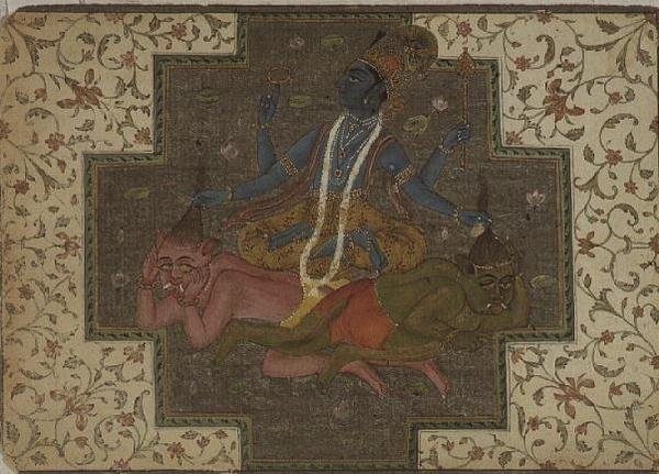 Folio 47.110/69 Vishnu kills the demons Madhu and Kaitabha, from the 