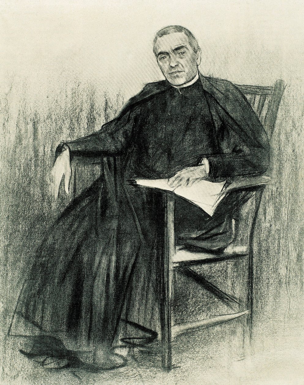 कैटलन कवि जैकिंट वर्डागुएर का पोर्ट्रेट (1845-1902) (ड्राइंग) द्वारा रेमन कैसस आई कार्बो
