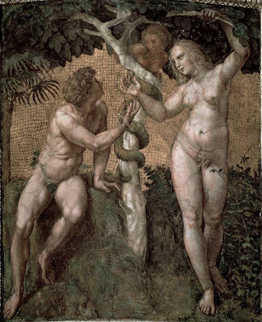 एडम और ईव, स्टेन्ज़ा डेला सेगनतुरा से, c.1508-11 द्वारा राफेलो सानज़ियो राफेल