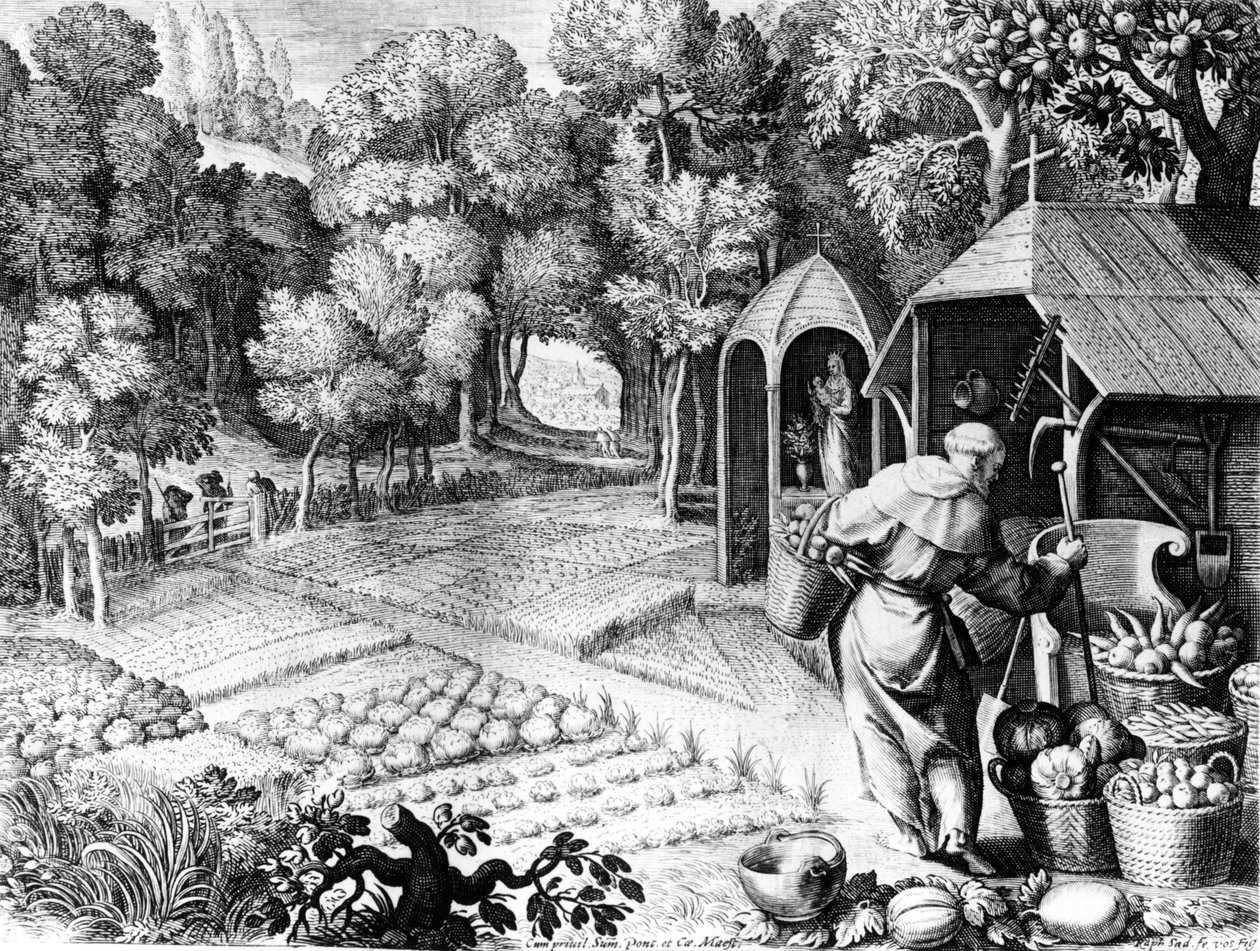 सेंट फिएक्रे अपने बगीचे में, c.1580-1620 द्वारा राफेल I सदेलर