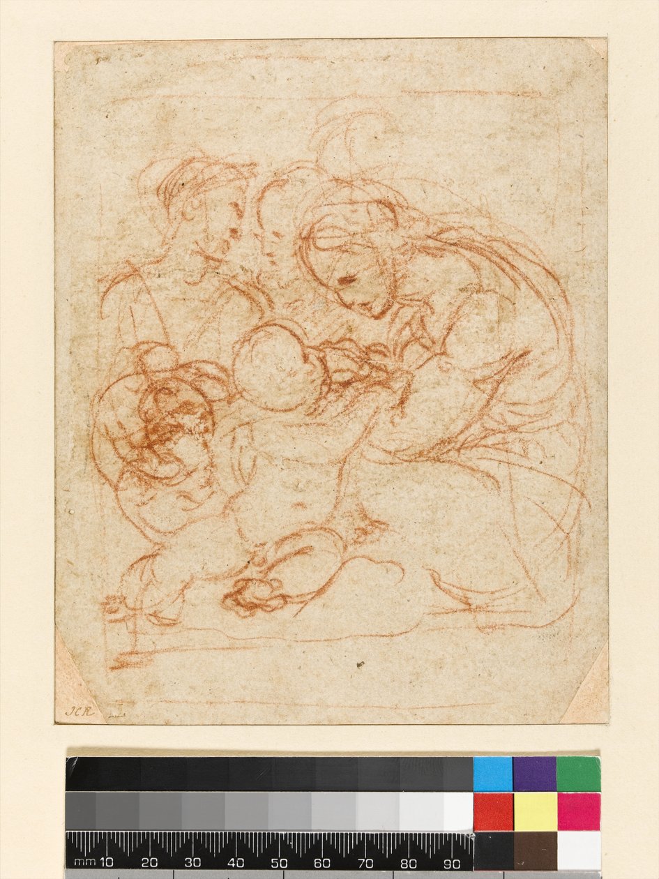द होली फैमिली, c.1510-12 (कागज पर चाक) द्वारा राफेलो सानज़ियो राफेल