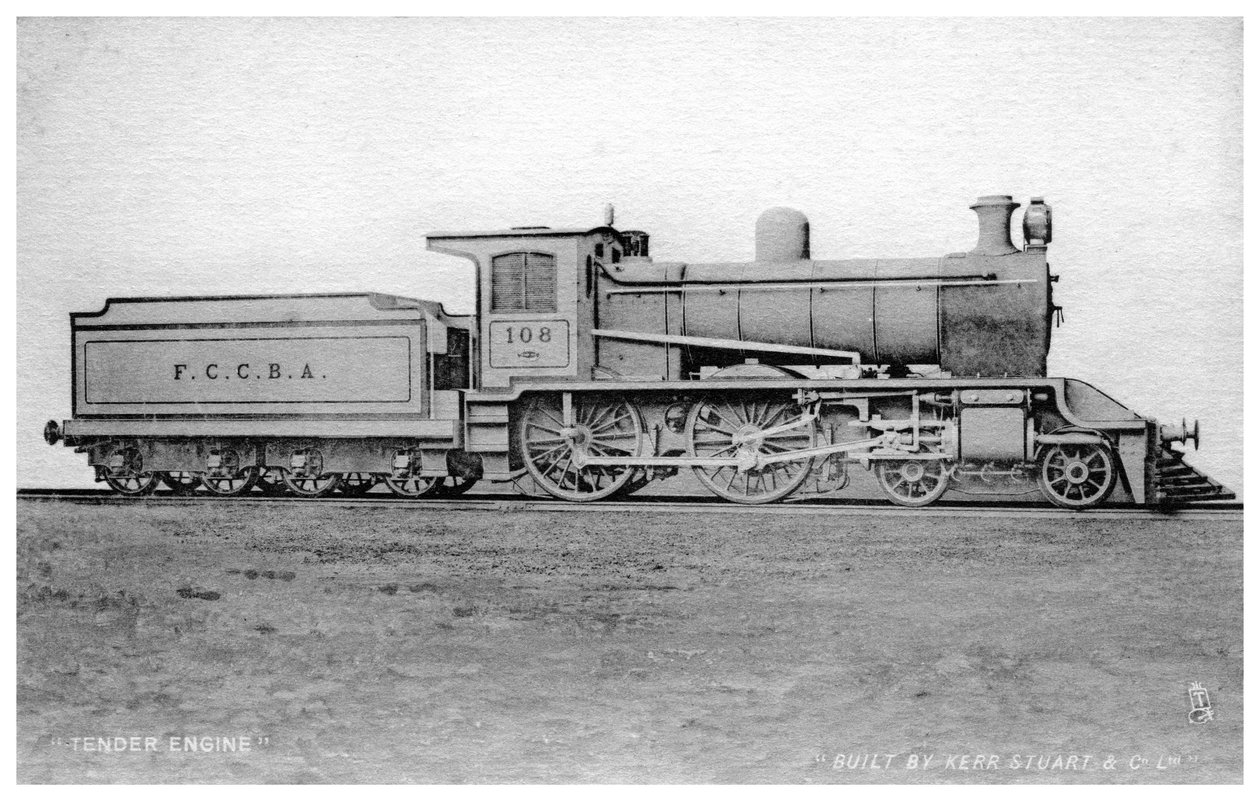 4-4-0 निविदा इंजन, स्टीम लोकोमोटिव केर, स्टुअर्ट और सह द्वारा निर्मित, 20 वीं शताब्दी की शुरुआत में। द्वारा राफेल टक