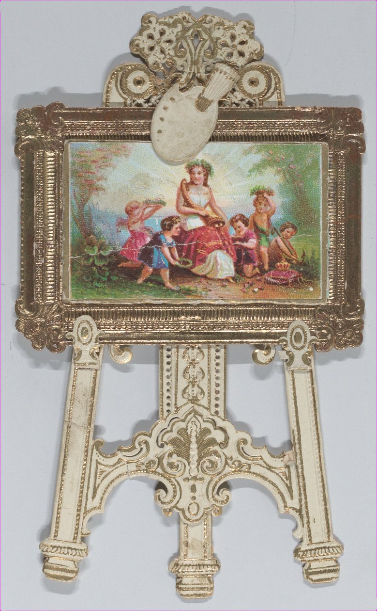 वेलेंटाइन - स्टैंडिंग ईजल, क्रोमोलिथोग्राफ्ड फैमिली, 1873। द्वारा राफेल टक एंड संस