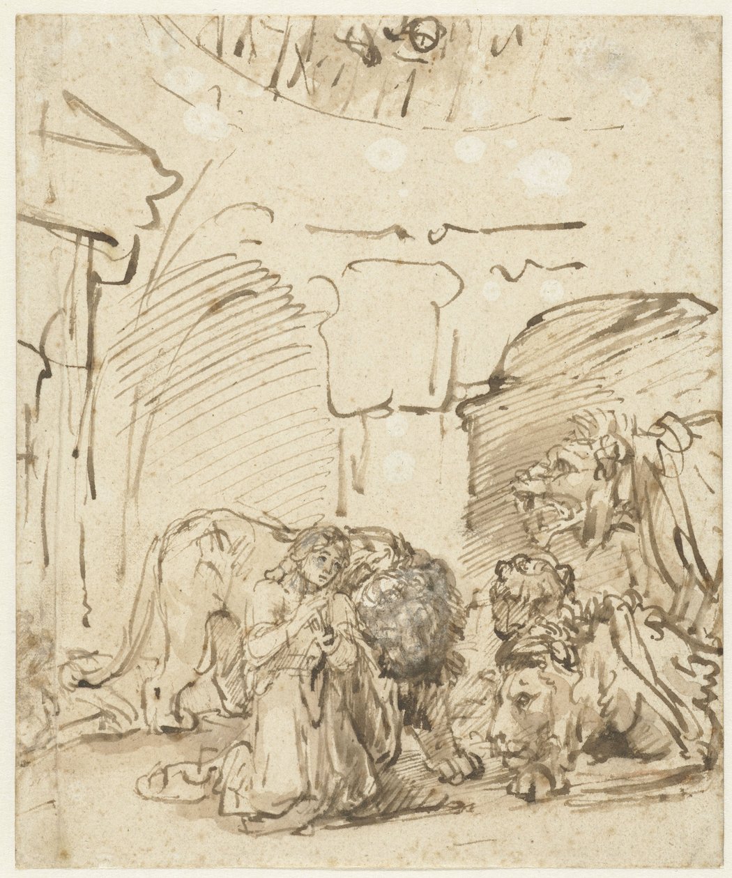 डेनियल इन द लायंस डेन, c.1650 द्वारा रिमब्रांड वैन रिजन