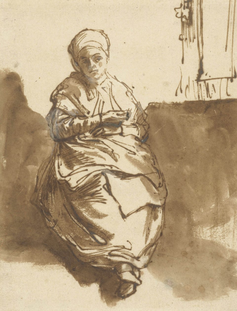सस्किया एक खिड़की से बैठे, c.1638 द्वारा रिमब्रांड वैन रिजन