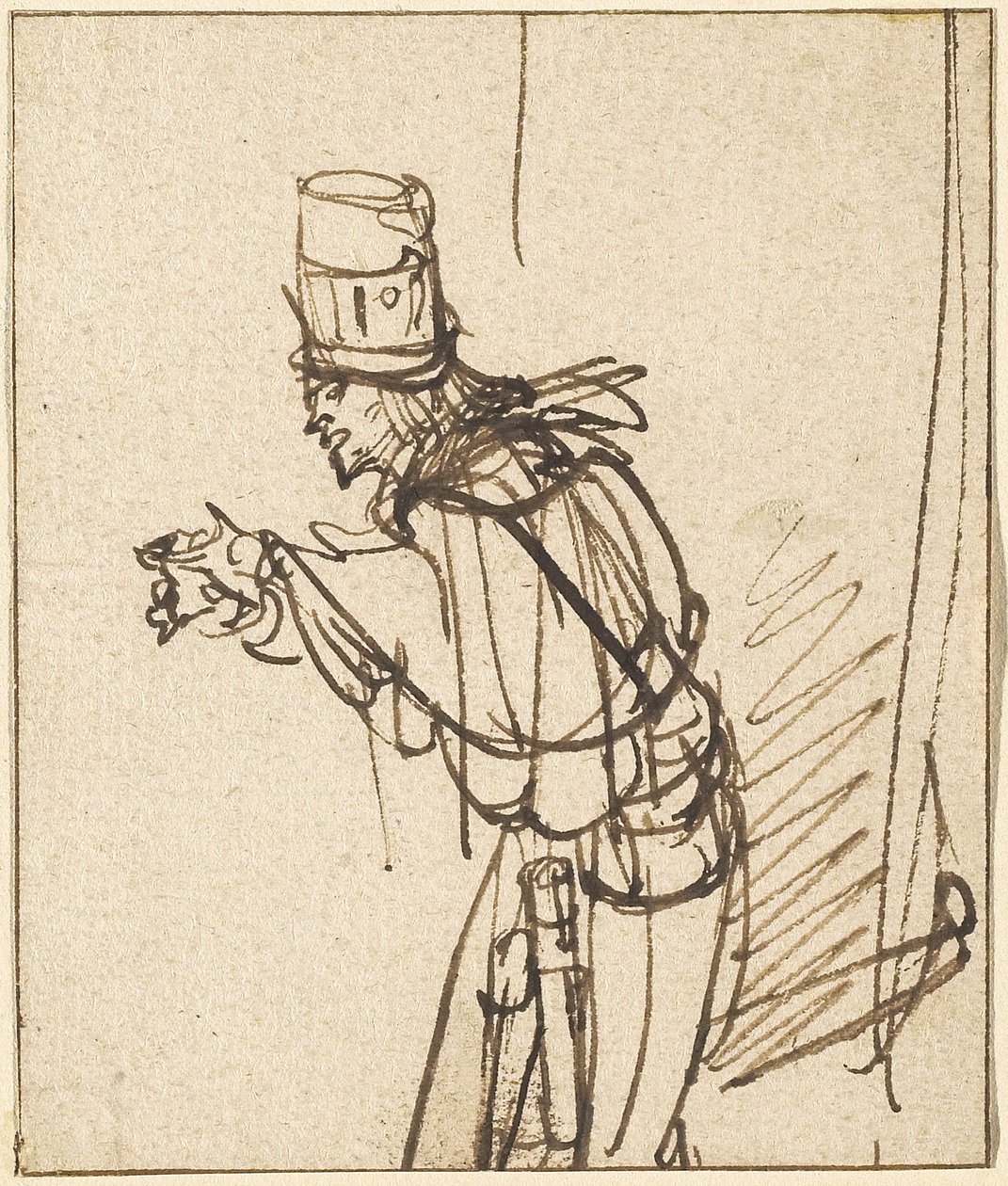 ए क्वैक, c.1637 (पेन एंड ब्राउन इंक ऑन पेपर द्वारा रिमब्रांड वैन रिजन