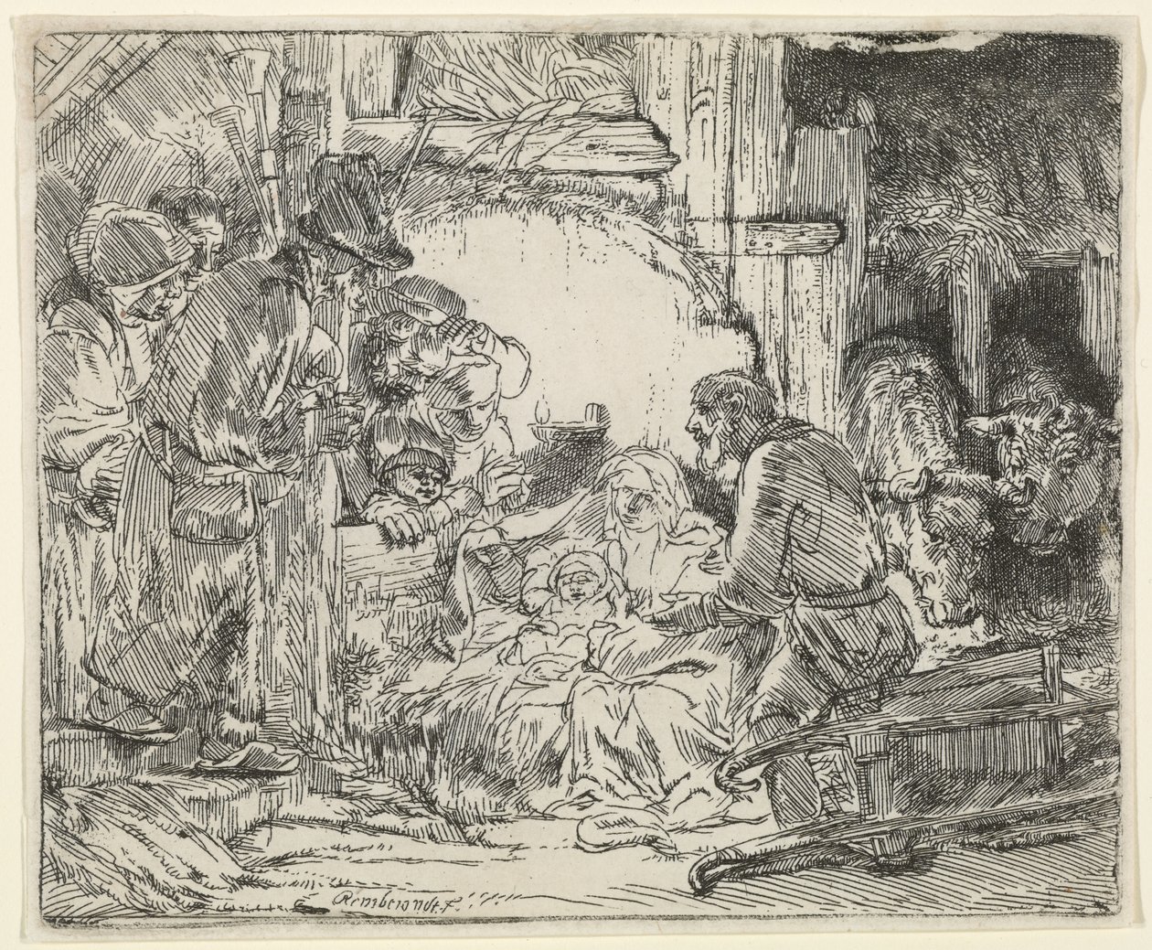 1654, लैंप के साथ चरवाहों का आगमन द्वारा रिमब्रांड वैन रिजन