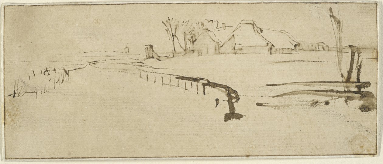 फार्मस्टेड के साथ लैंडस्केप, c.1648-50 (शीतकालीन लैंडस्केप) द्वारा रिमब्रांड वैन रिजन