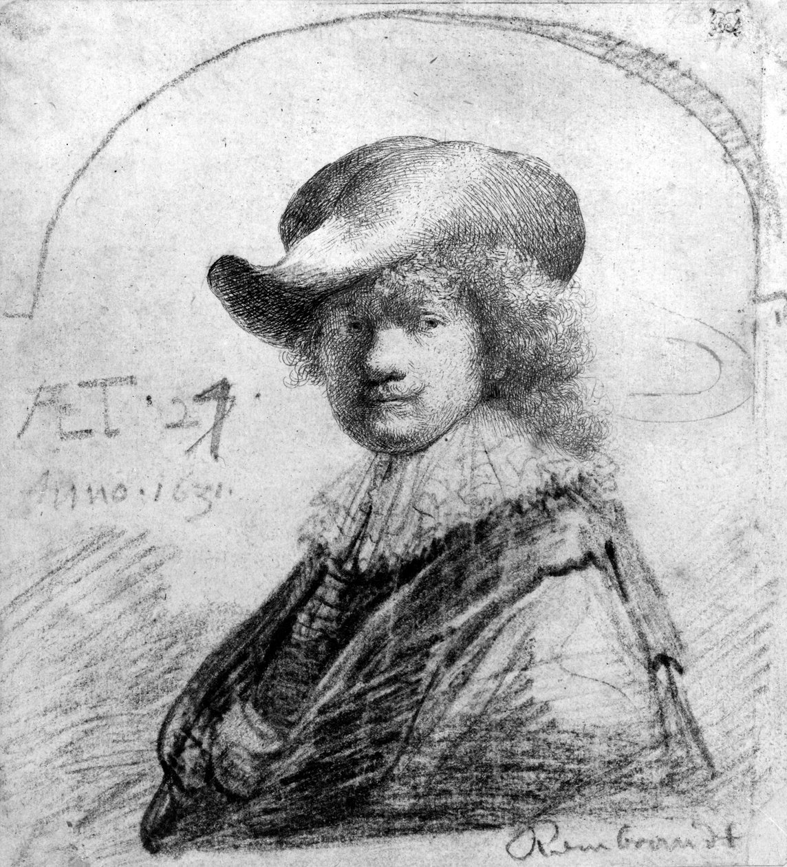 सेल्फ पोर्ट्रेट, c.1633 द्वारा रिमब्रांड वैन रिजन