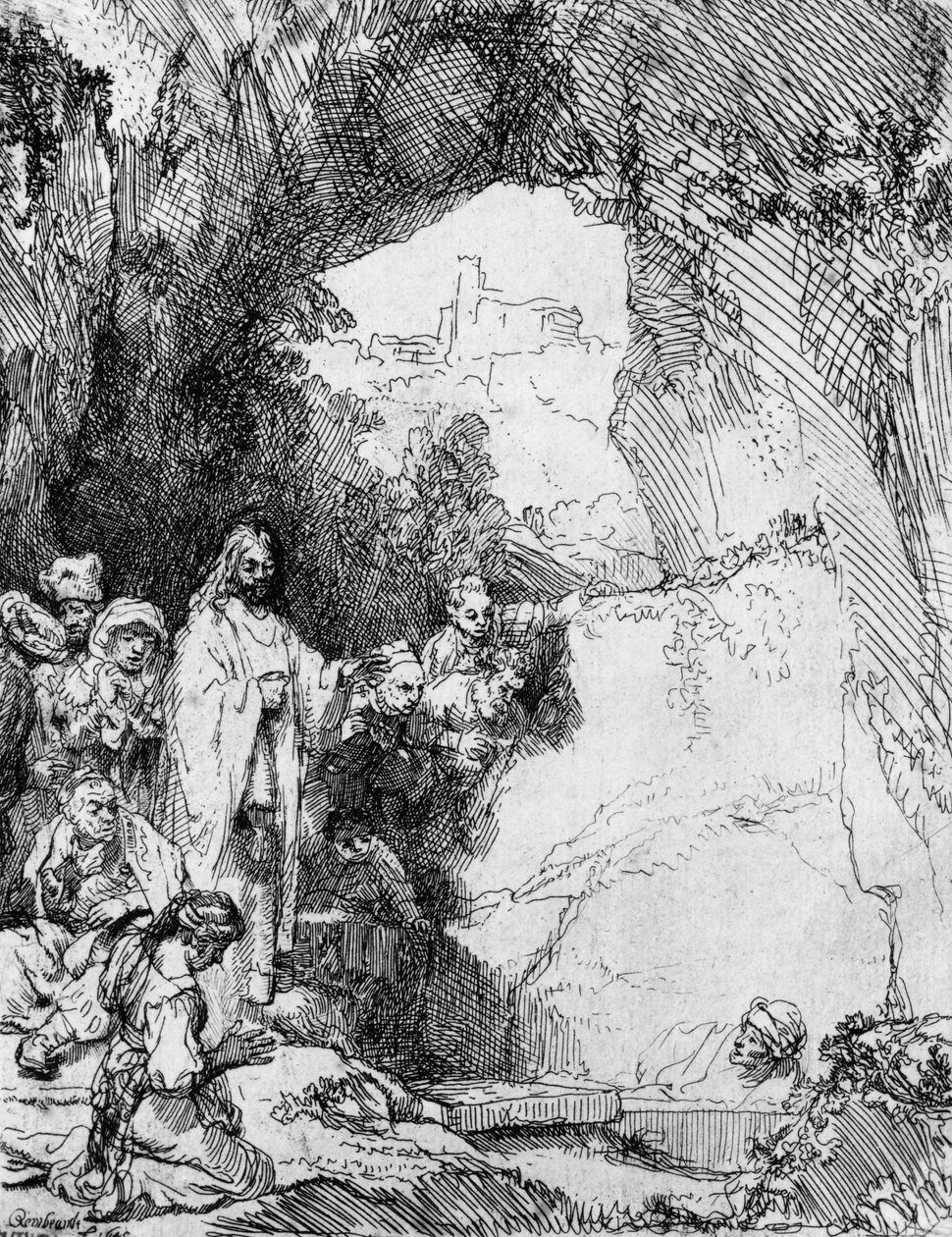 द लेज़र राइज़िंग ऑफ़ लाजर, 1644 (इचिंग) द्वारा रिमब्रांड वैन रिजन