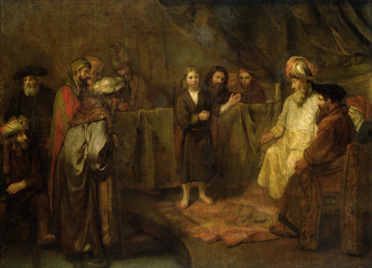 स्क्रिप्स के सामने बारह साल पुराना जीसस, c.1655 द्वारा रिमब्रांड वैन रिजन