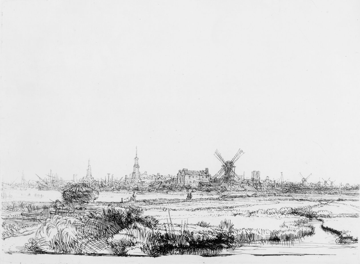 एम्स्टर्डम का दृश्य, c.1640 द्वारा रिमब्रांड वैन रिजन