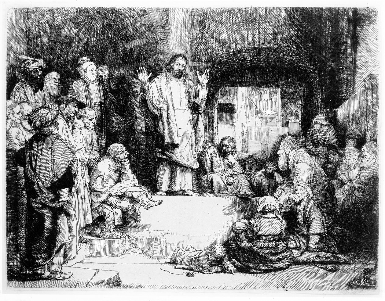 क्राइस्ट प्रवचन, c.1652 (नक़्क़ाशी) द्वारा रिमब्रांड वैन रिजन