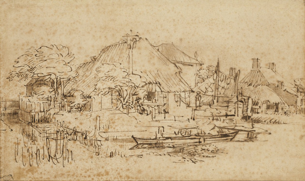 कॉटेज एक नहर के पास, c.1650 -53 द्वारा रिमब्रांड वैन रिजन