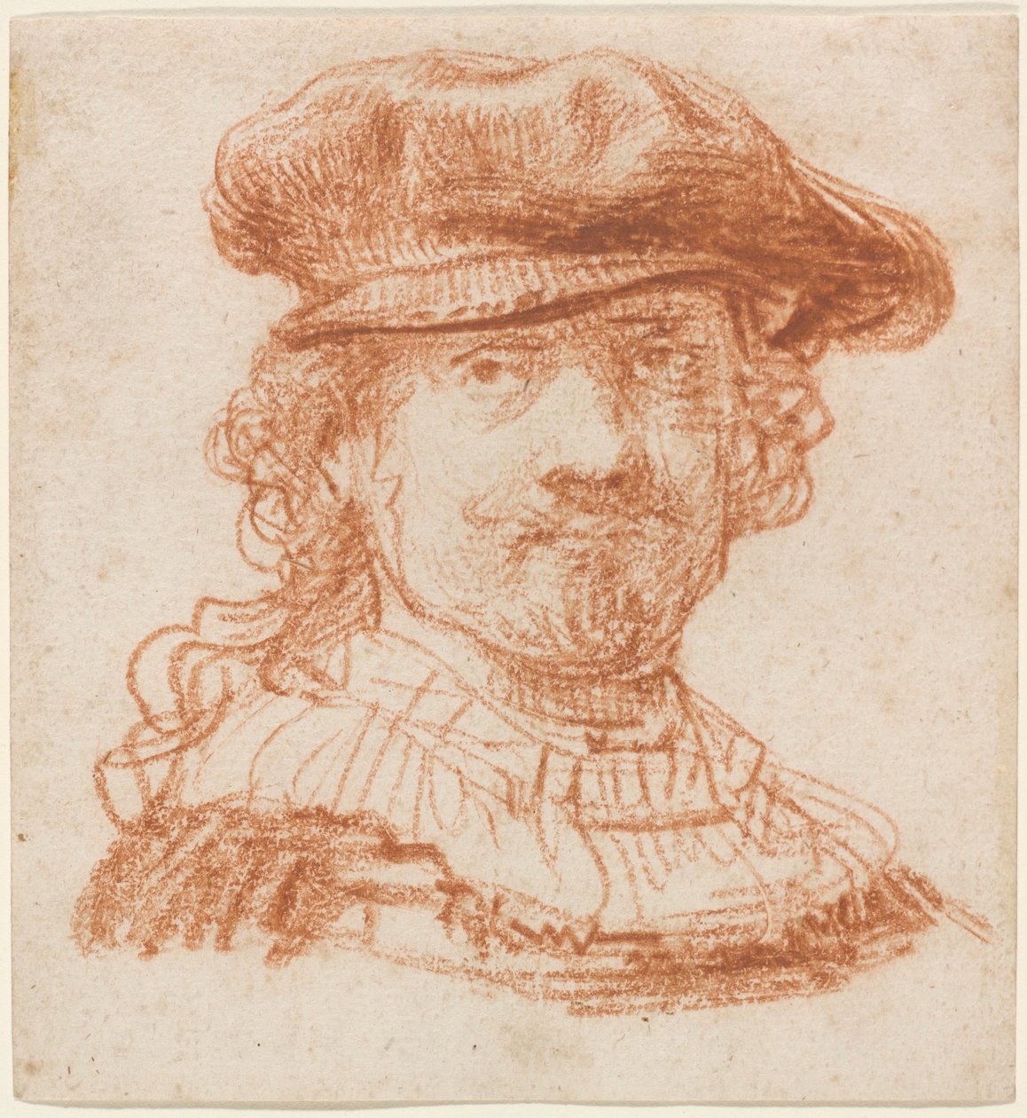 स्व-पोर्ट्रेट, c.1637 (लाल चाक) द्वारा रिमब्रांड वैन रिजन