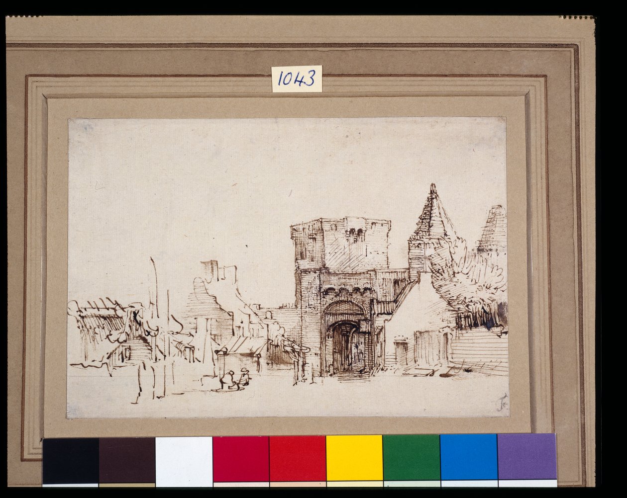 गेल्डरलैंड में रेनेन में रिजनपोर्ट, c.1649 (कागज पर धोने के साथ रीड पेन और स्याही) द्वारा रेम्ब्रांट हर्मेंज़। वैन रिजन