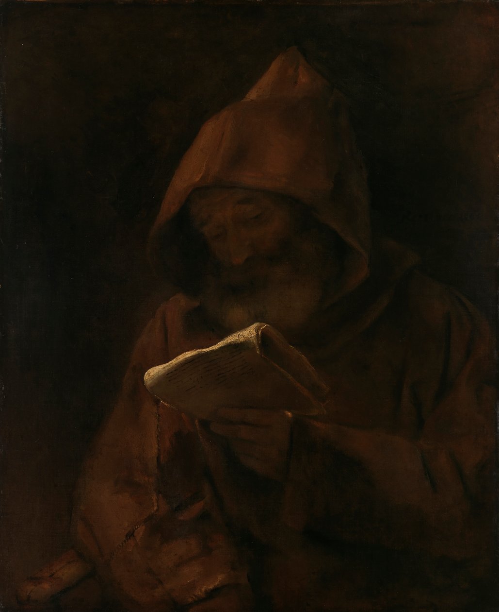 एक भिक्षु पढ़ना, 1661। द्वारा रिमब्रांड वैन रिजन