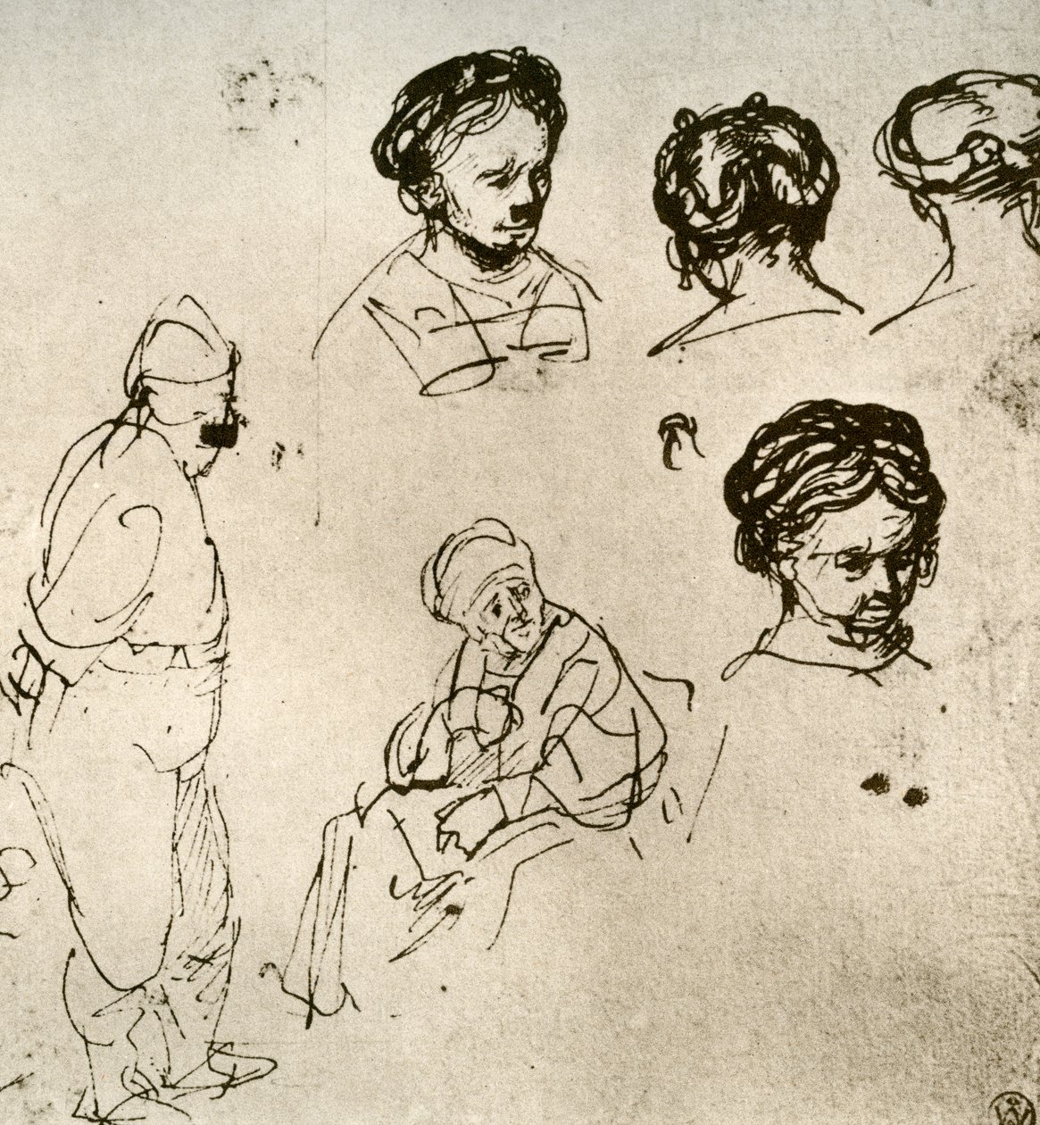 रेखाचित्रों का एक पृष्ठ, 1913। द्वारा रिमब्रांड वैन रिजन