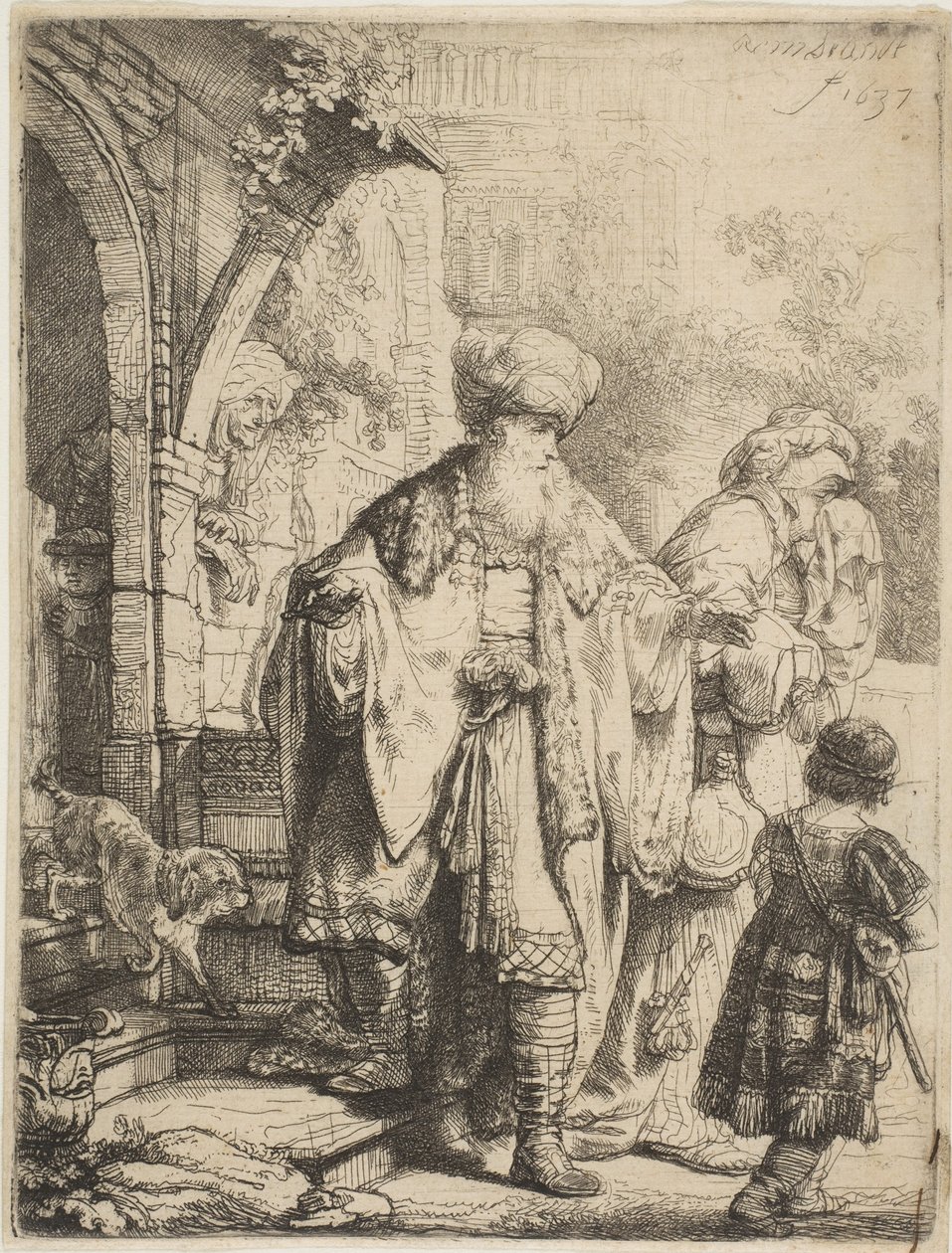 इब्राहीम का हाजिरा और इश्माएल को बाहर निकालना, 1637। द्वारा रिमब्रांड वैन रिजन