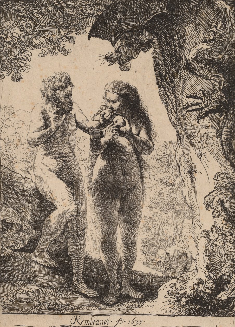 एडम और ईव, 1638। द्वारा रिमब्रांड वैन रिजन