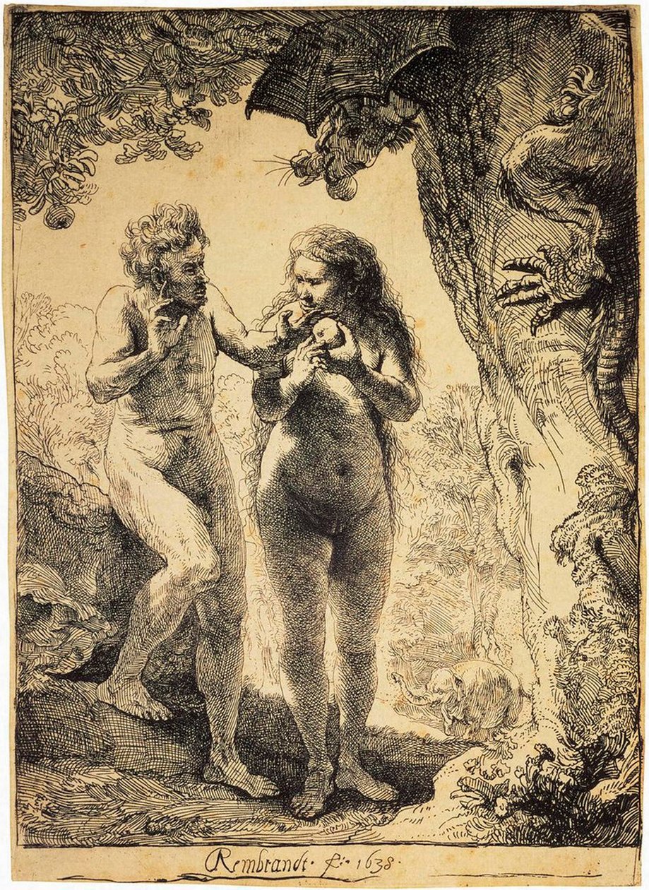 एडम और ईव, 1638। द्वारा रिमब्रांड वैन रिजन