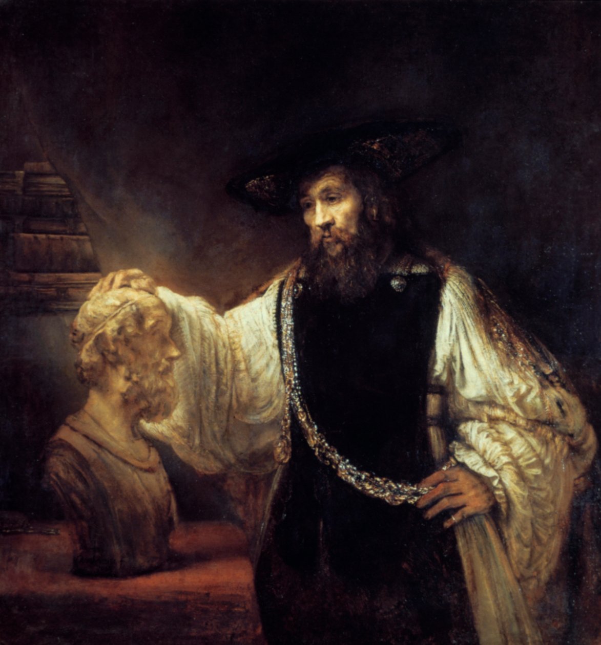 अरस्तू बिफोर बीस्ट ऑफ होमर, 1653 द्वारा रिमब्रांड वैन रिजन