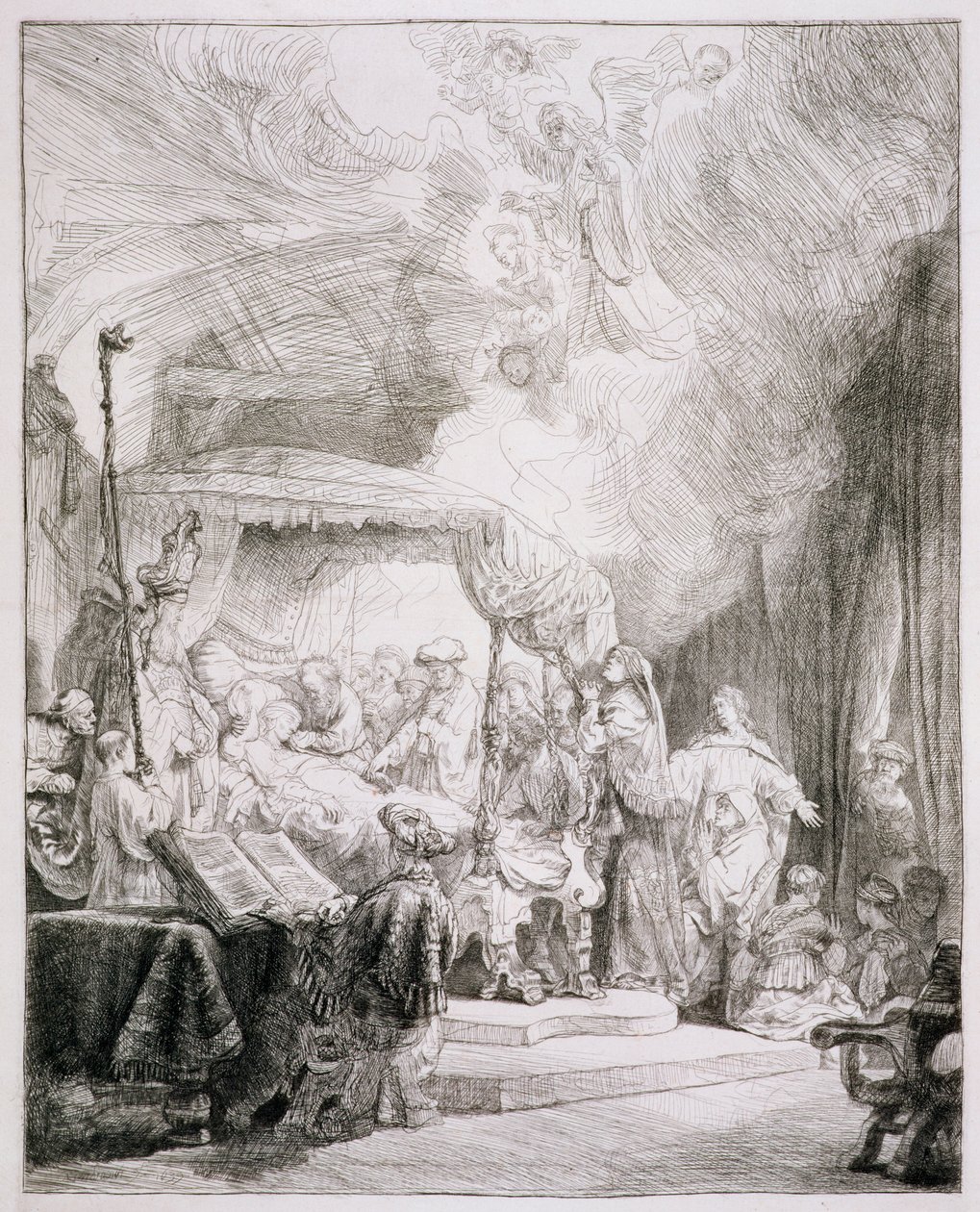 B.99.II वर्जिन की मृत्यु, c.1639 (नक़्क़ाशी) द्वारा रिमब्रांड वैन रिजन