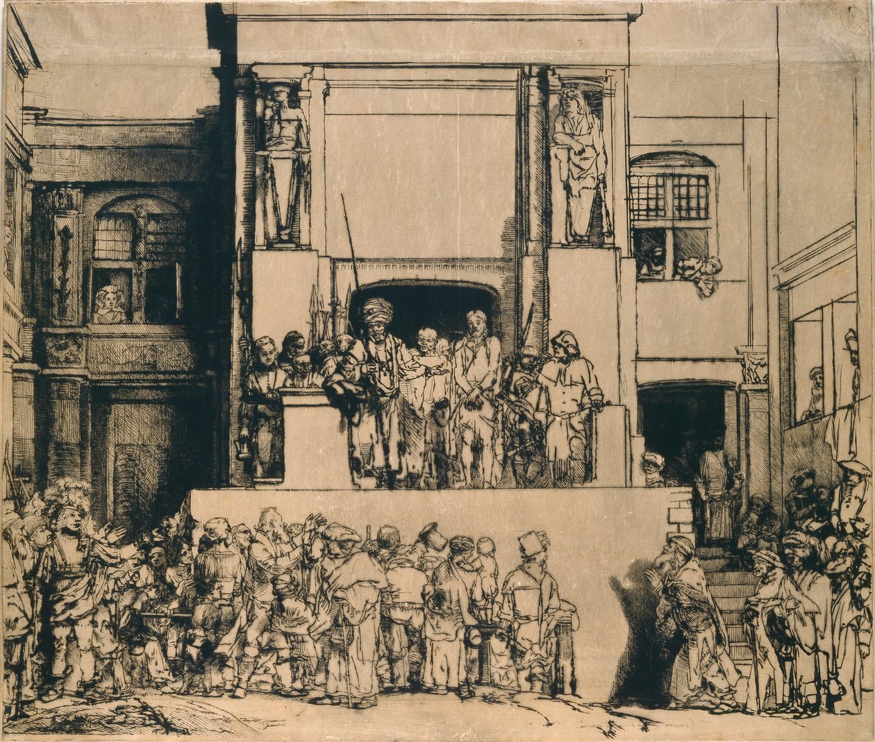 क्राइस्ट ने लोगों को प्रस्तुत किया: आयताकार प्लेट, 1655 द्वारा रिमब्रांड वैन रिजन