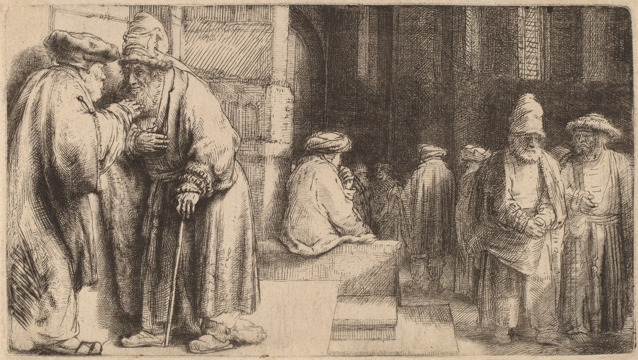 सिनेगॉग में यहूदी, 1648 द्वारा रिमब्रांड वैन रिजन