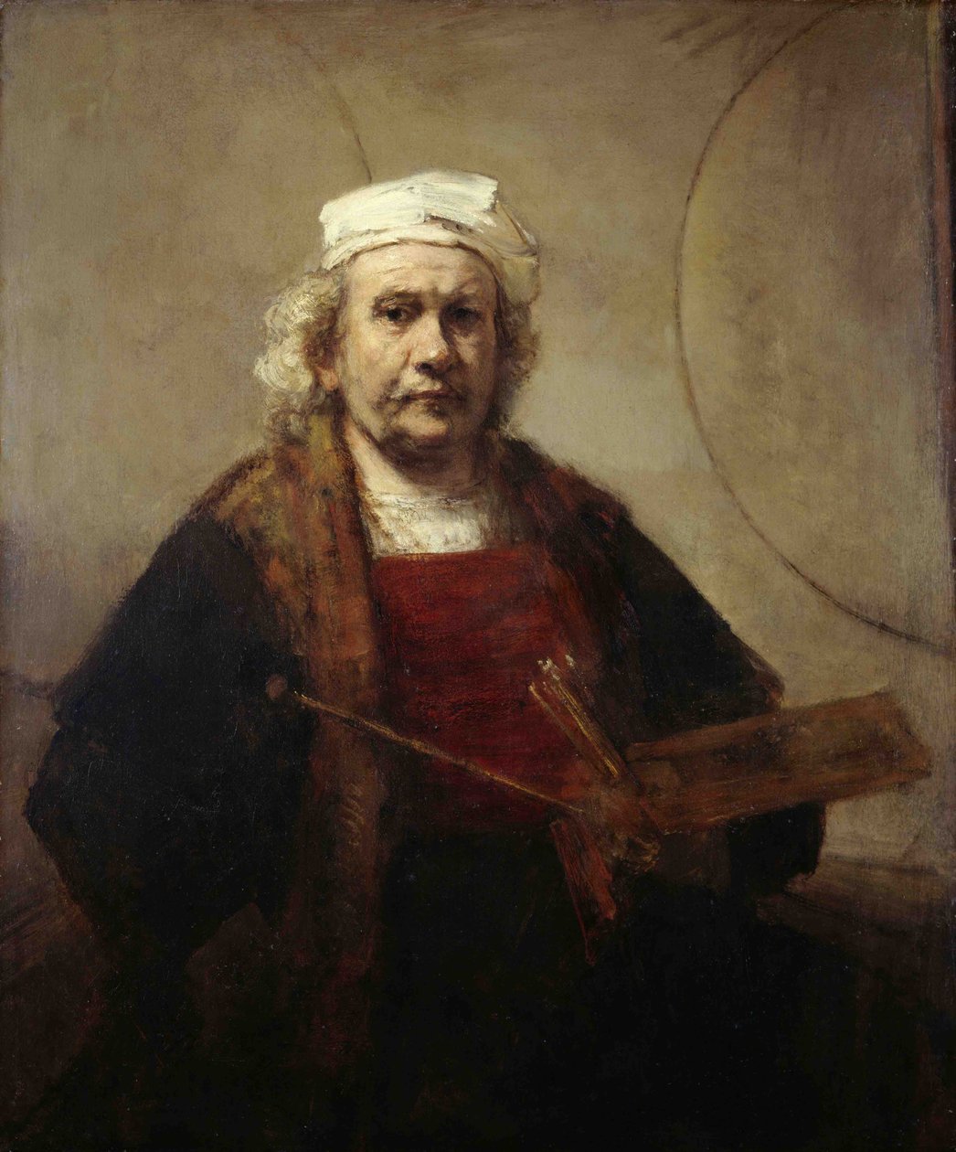 दो हलकों के साथ स्व चित्र, 1665-1669 द्वारा रिमब्रांड वैन रिजन