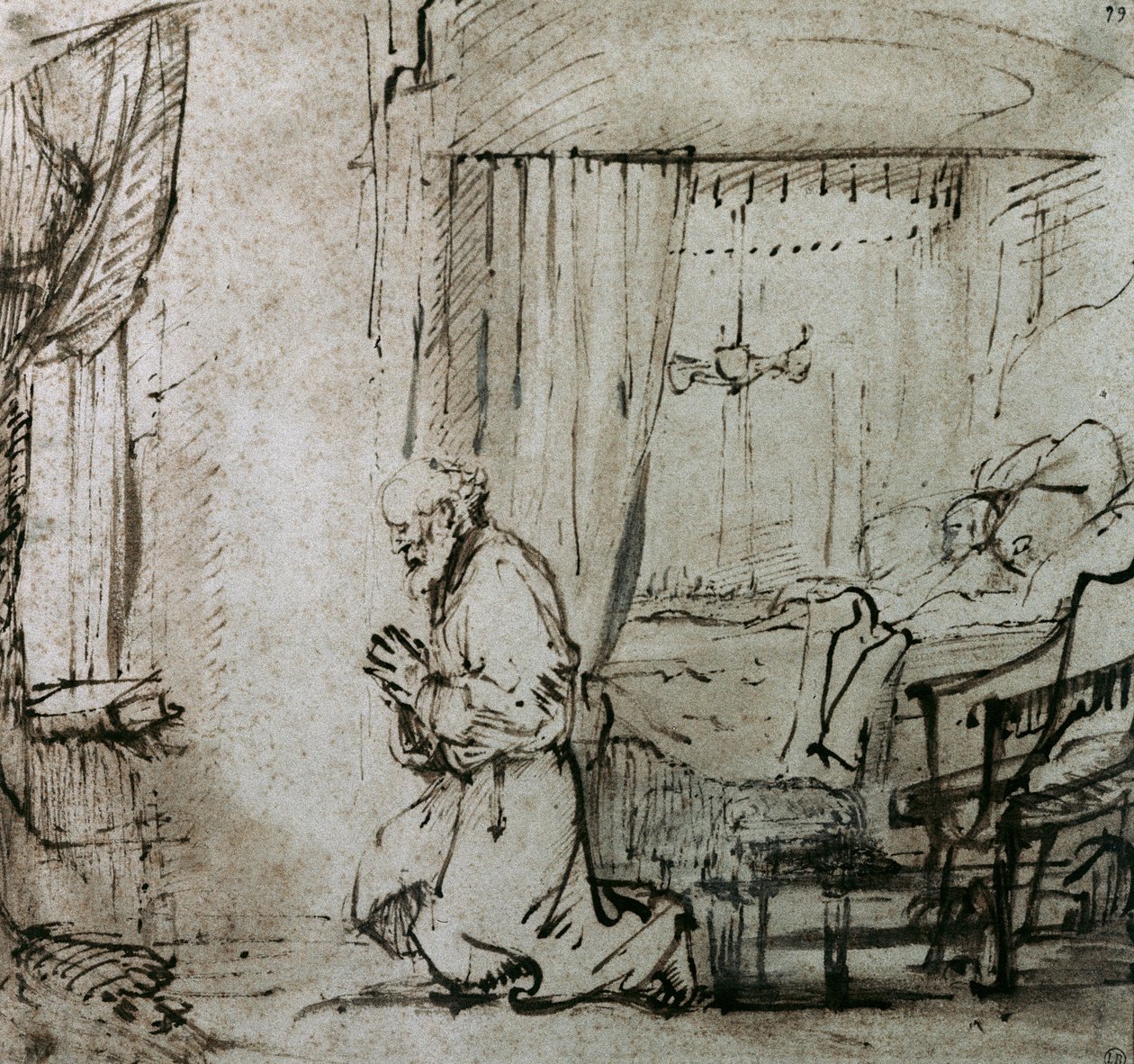 टैबिटा की स्थापना से पहले सेंट पीटर की प्रार्थना, c.1654-55 द्वारा रिमब्रांड वैन रिजन