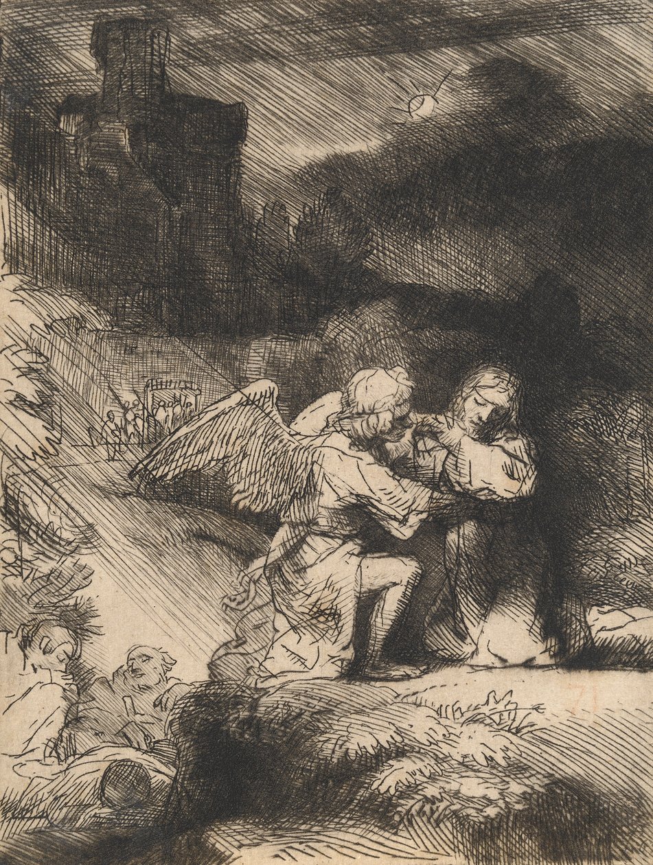 बगीचे में तड़प, c.1657 (नक़्क़ाशी और drypoint) द्वारा रिमब्रांड वैन रिजन