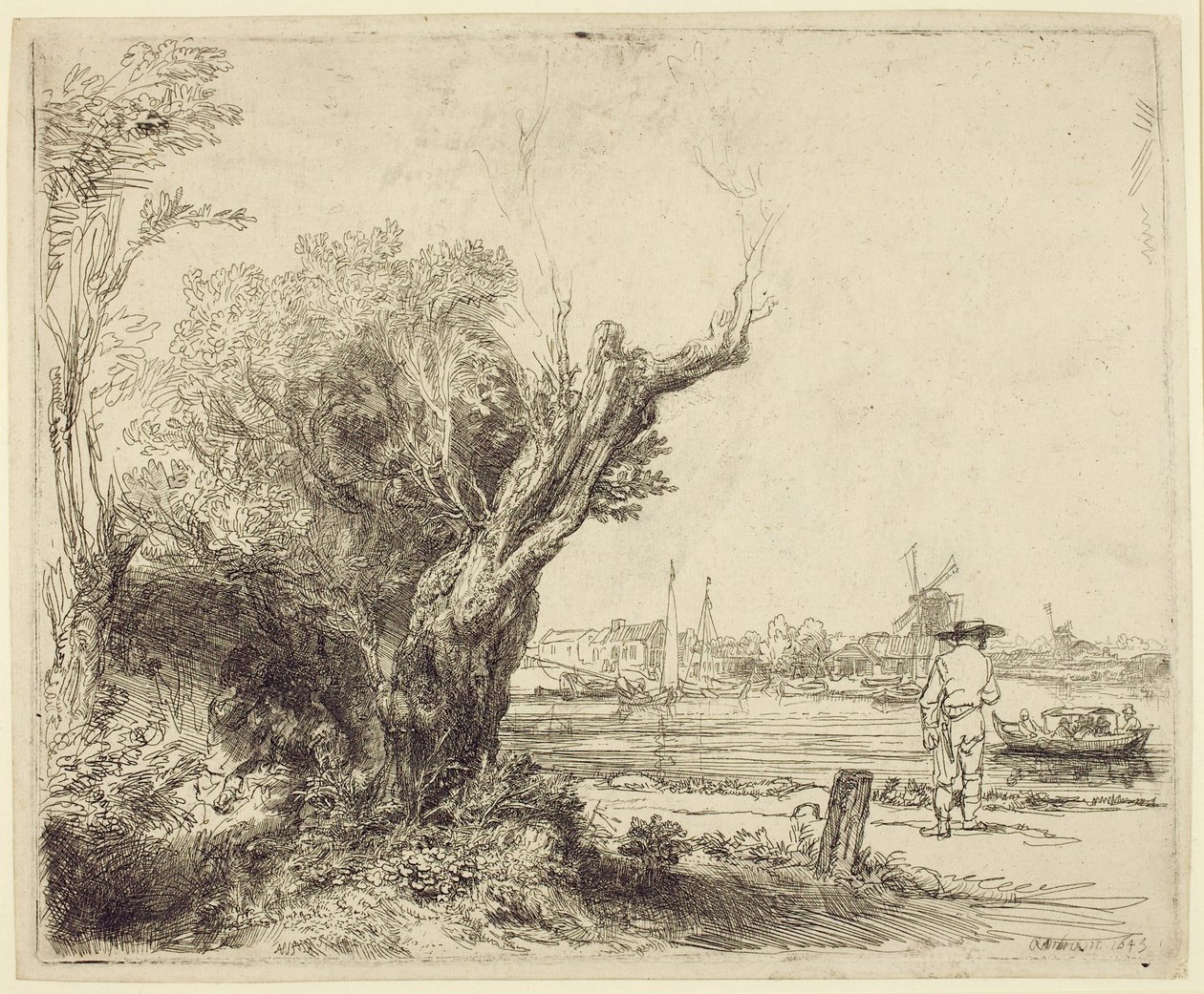 ओवल, 1645 (कागज पर अंडर ड्रायपिंग खोदना) द्वारा रिमब्रांड वैन रिजन