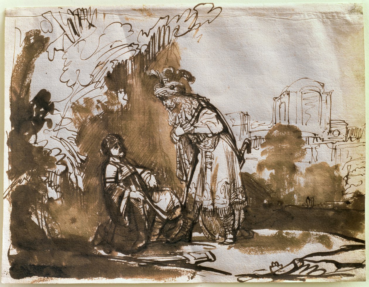 डेविड और जोनाथन की पार्टिंग (कागज पर कलम और धुलाई) द्वारा रिमब्रांड वैन रिजन