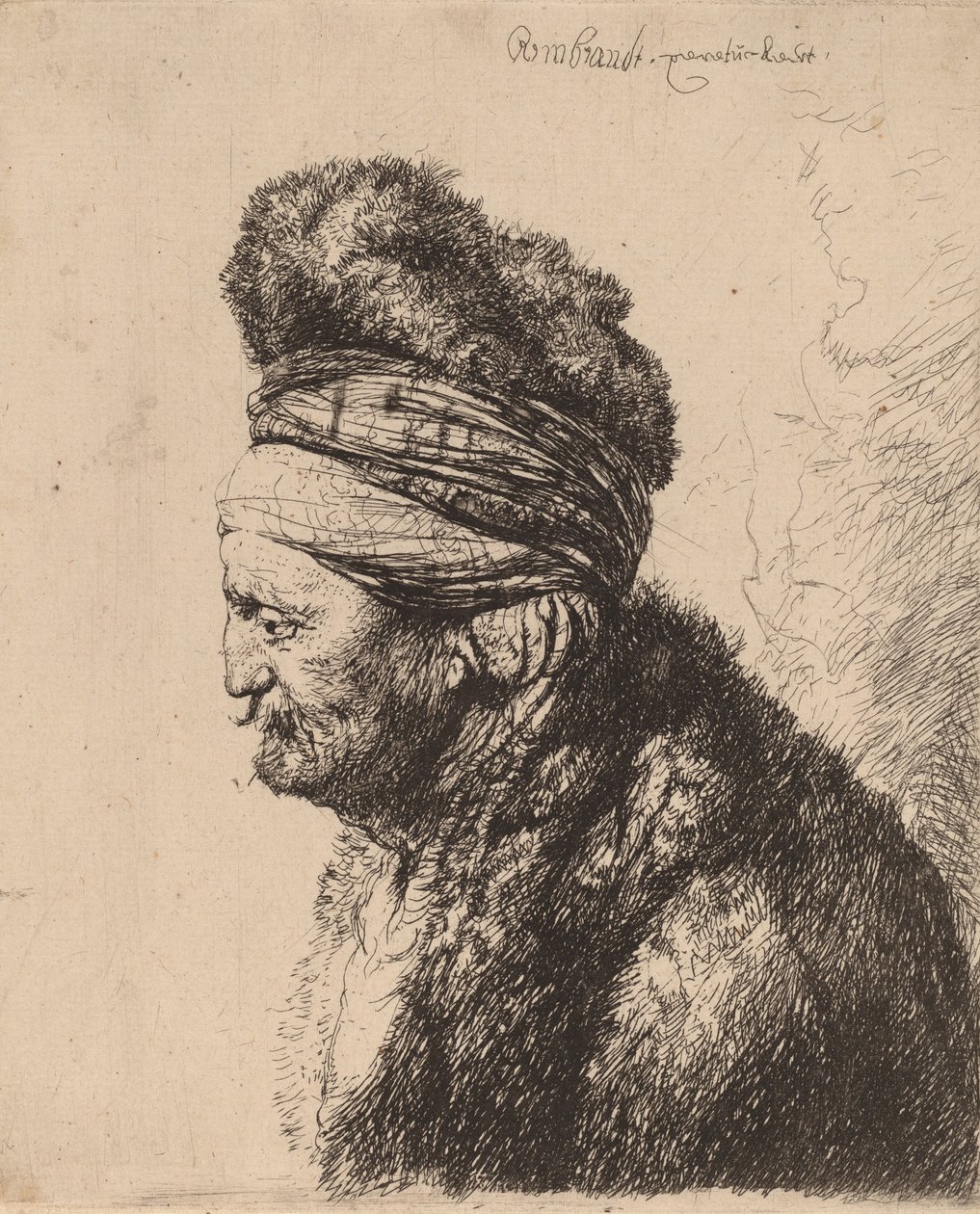 दूसरा ओरिएंटल हेड, सी। 1635. द्वारा रिमब्रांड वैन रिजन