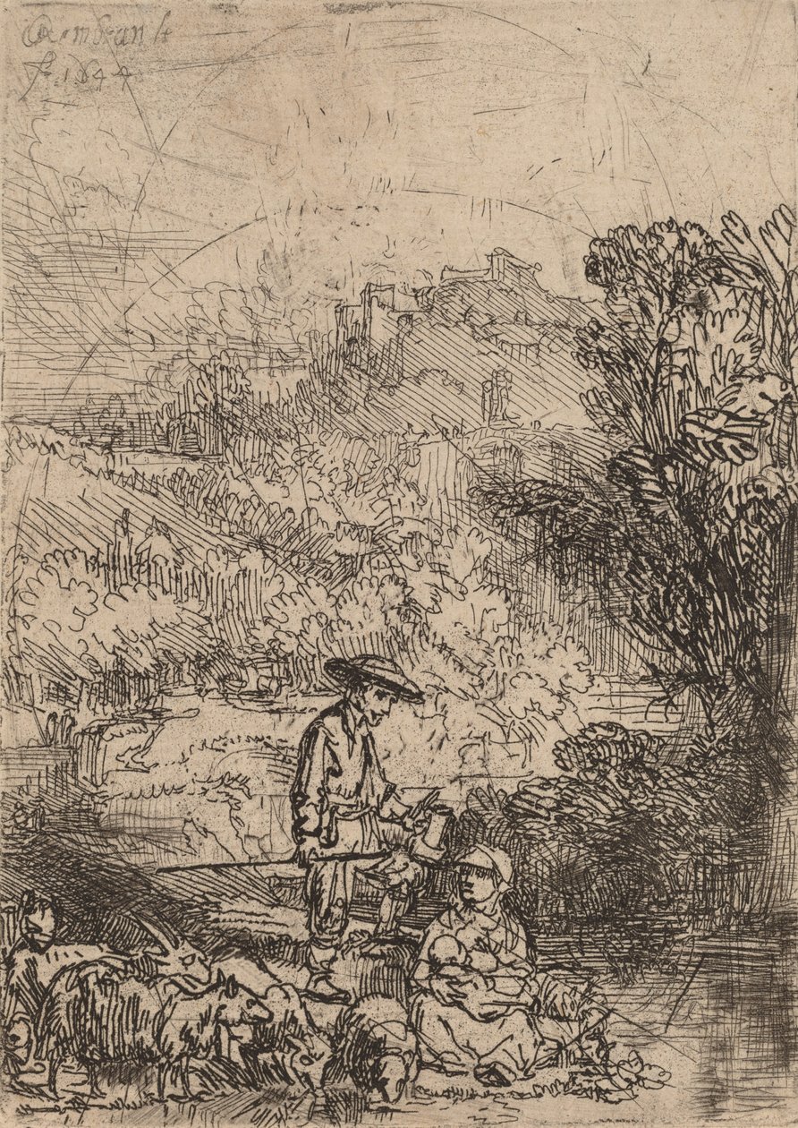 द शेफर्ड एंड हिज फैमिली, 1644। द्वारा रिमब्रांड वैन रिजन