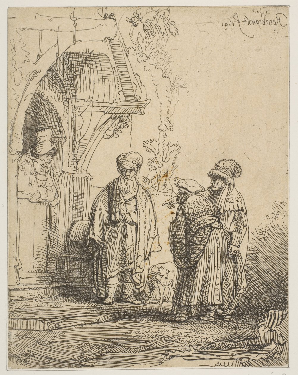 तीन ओरिएंटल फिगर्स जैकब और लाबान, 1641। द्वारा रिमब्रांड वैन रिजन