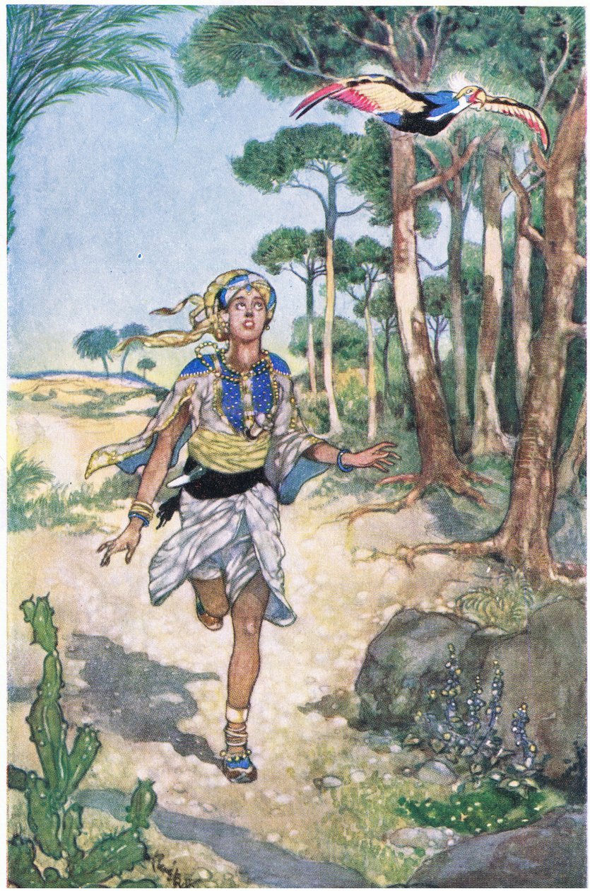 अगली सुबह उन्होंने पक्षी का पीछा किया क्योंकि यह 1930 के दशक में पेड़ से पेड़ पर उड़ गया था द्वारा रेने बुल