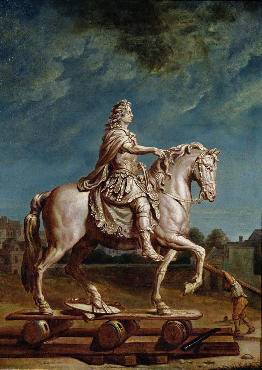 1669 में 1669 के बाद कॉनक्युइन ऑफ़ द कन्यूकिन्स में कार्यशाला से लुई XIV की अश्वारोही प्रतिमा का परिवहन द्वारा रेने एंटोनी हाउसेसे