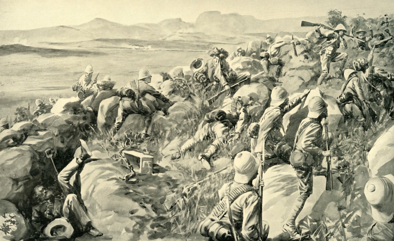 द रिलीफ ऑफ लेडीस्मिथ - द लास्ट रश एट हलंगवेन हिल, 1900। द्वारा रेने बुल