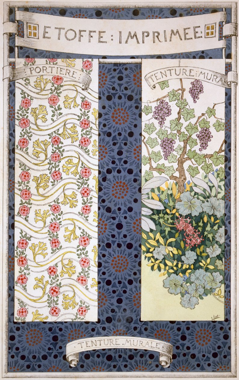&39;डेकोरेटिव स्केच ’से मुद्रित कपड़ों के लिए डिज़ाइन, c.1895 द्वारा रेने बिनेट