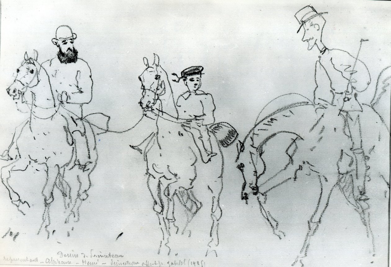 तीन घुड़सवार: हेनरी डी टूलूज़-लॉट्रेक (1864-1901) अपने पिता, काउंट अल्फोंस और कलाकार के बीच द्वारा रेने प्रिंसेतु
