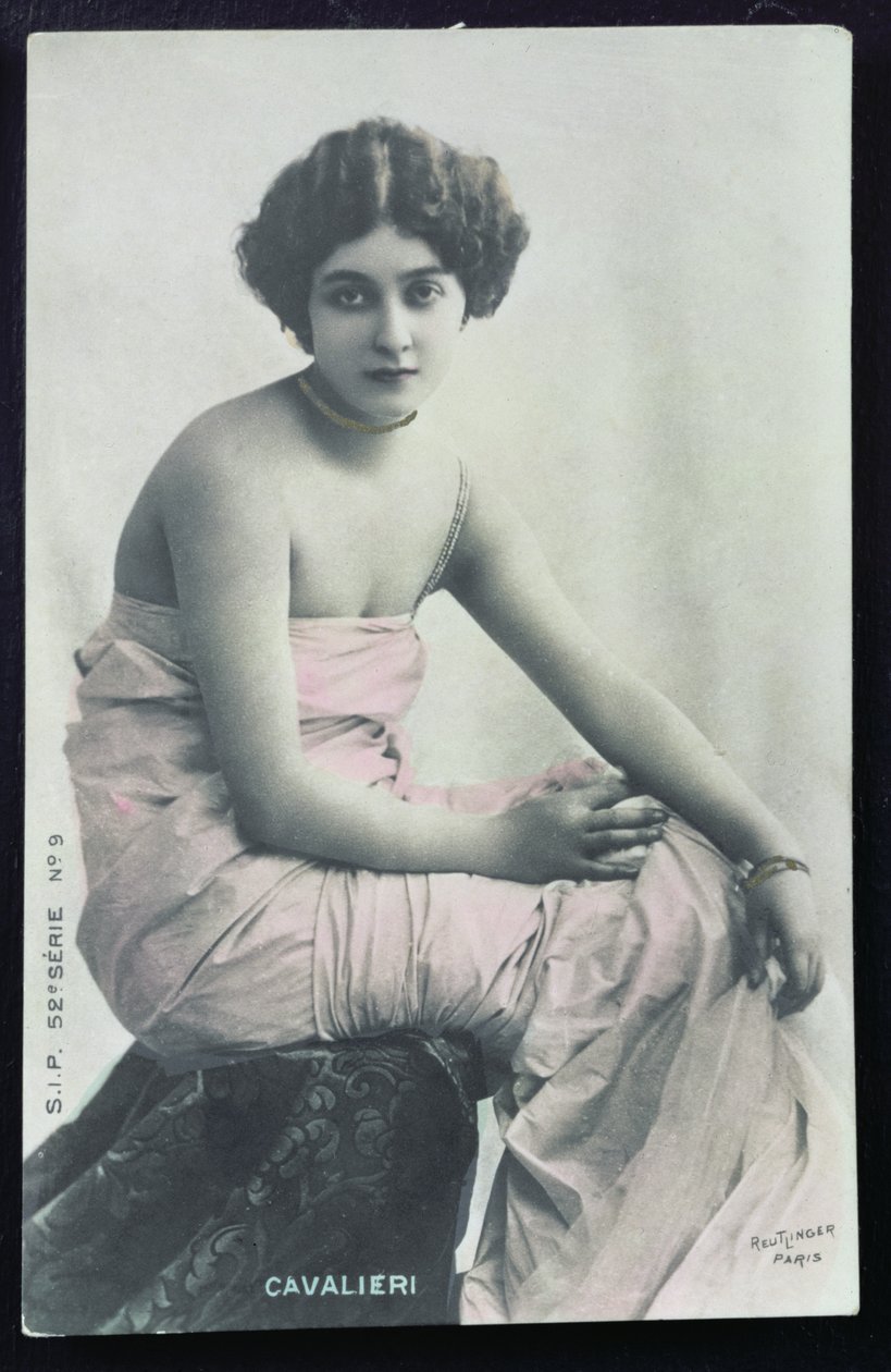 नर्तकी और गायिका लीना कैवलियरी (b.1874) (रंगीन फोटो) का चित्रण पोस्टकार्ड द्वारा रीटलिंगन स्टूडियो