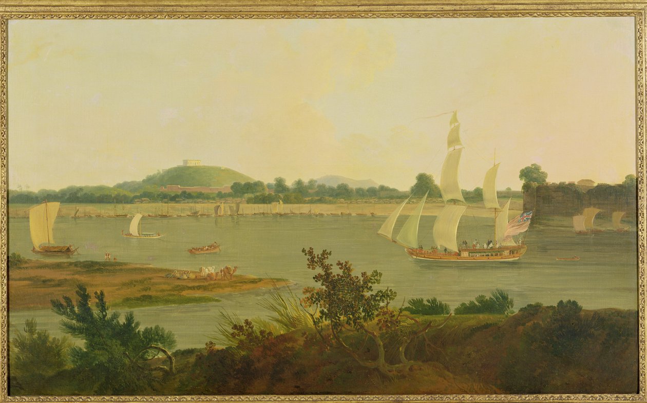 मिंगहेयर किले के नीचे गंगा के नीचे पिन्नस सेलिंग, c.1791 द्वारा रेव। एडवर्ड थॉमस डेनियल