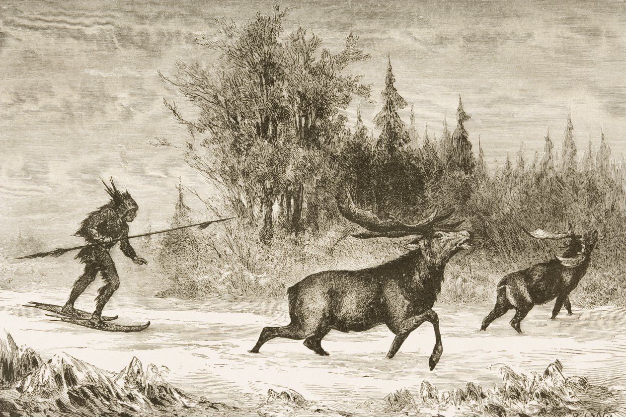 उत्तरी पश्चिमी क्षेत्र में एक मूल अमेरिकी मूस शिकार, c.1880 द्वारा रेवरेंड सैमुअल मैनिंग