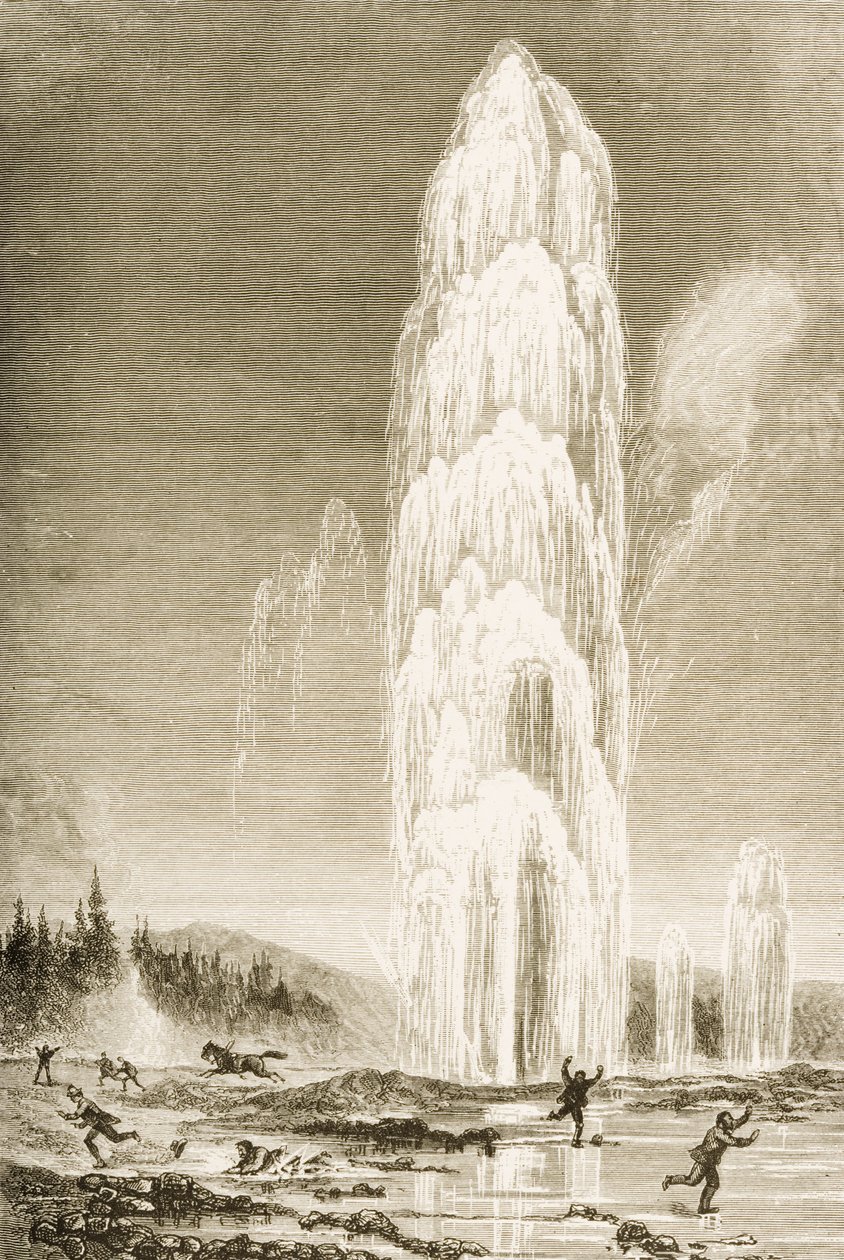 येलोस्टोन नेशनल पार्क में विशालकाय गीजर 1870 के दशक के दौरान, c.1880 में नष्ट हो गया द्वारा रेवरेंड सैमुअल मैनिंग